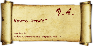 Vavro Arnó névjegykártya